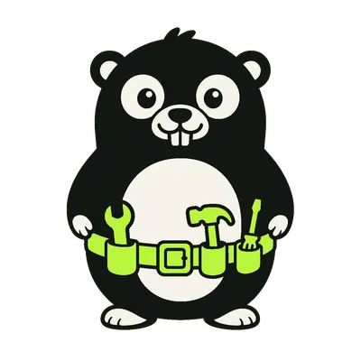 The gin-kit gopher mascot wearing a tool belt